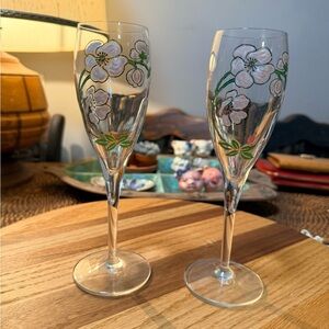 Perrier Jouet Belle Epoque Anemone Flower Champagne Flutes